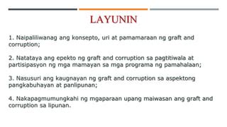 Ang Konsepto, Uri at Pamamaraan ng Graft And Corruption.